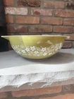 Vintage Pyrex 444 Spring Blossom Green Cinderella Bowl 4 Qt Large Crazy Daisy