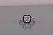 Epiphany Sterling Silver Cubic Zirconia Blue Sapphire Halo Band Ring 925 Sz: 6