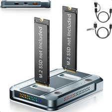Dual-Bay M.2 SSD Cloner 20Gbps Nvme Duplicator Quadruple Cooling Tool-Free Nvm
