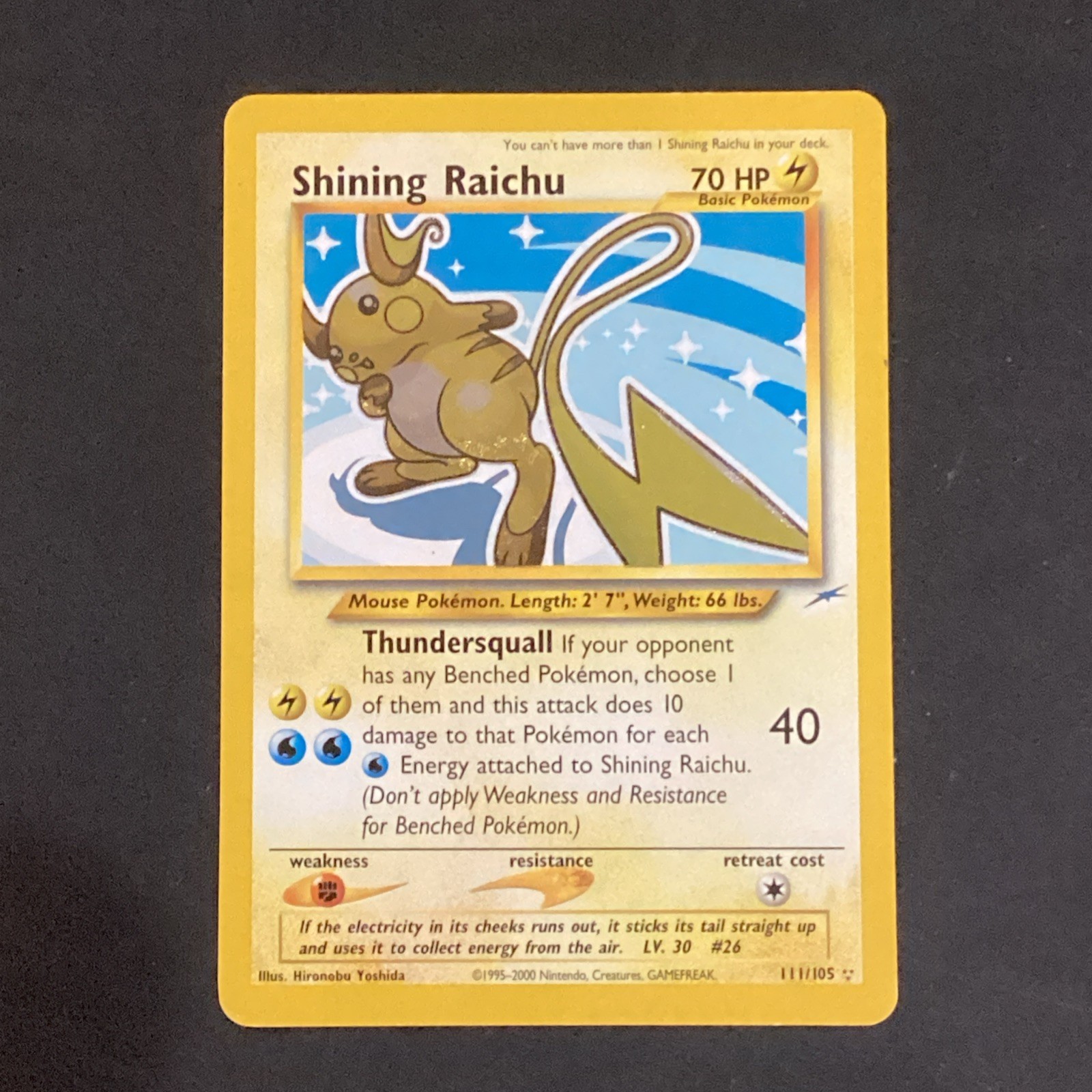 LP Shining Raichu 111/105 - Pokemon Card - 2000 Neo Destiny Holo