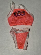 Vintage Barbie Peach Bikini Top Bottom Set