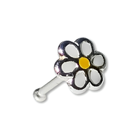 GäNseblüMchen Nasenstecker Blume Emaille 22 G (0,6 Mm) 925 Sterling Silber Ku...