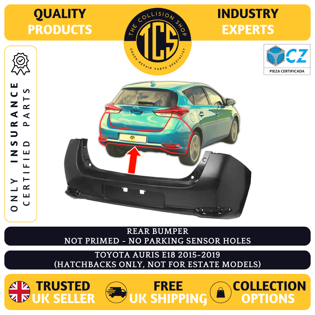 REAR BUMPER NOT PRIMED FOR TOYOTA AURIS E18 2015-2019 H/B - INSURANCE CERTIFIED