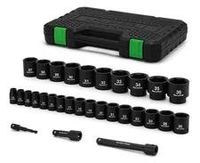 30 Pcs 1/2" Drive Shallow Metric Impact Socket Set, Cr-Mo, Drill Socket Adapter
