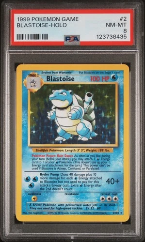 1999 POKEMON BASE SET UNLIMITED #2 BLASTOISE-HOLO PSA 8