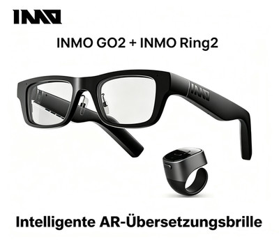 INMO Go2 Smart AR-Brille: Kabellose Echtzeit-Übersetzung + Bluetooth-Ring