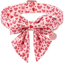 1 Set Valentine Dog Collar Bow Tie Set Plastic Buckle Size S Soft