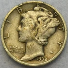 1938-s Mercury Dime with sharp stick lines