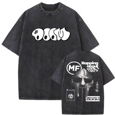 MF DOOM Washed Black Graphic T Shirt Hip Hop Rap Streetwear Unisex Tee