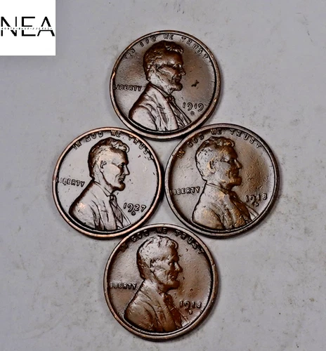 1918-D+1918-S+1919-D+1927-D Wheat Penny Cent Set/Lot ~ XF/AU ~ ZWL205