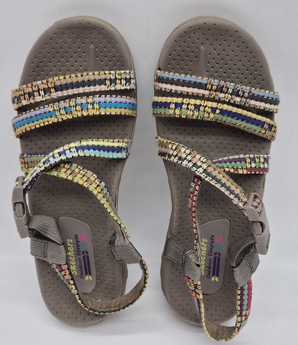 Skechers Women's Size 8 Reggae Sew Me Boho Woven Strappy Slingback Sandals