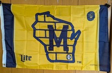 MLB Milwaukee Brewers Baseball Miller Lite Beer Wisconsin Cream City Brick Flag