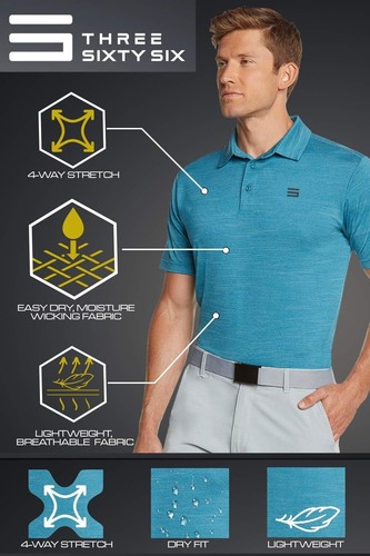 High-Performance Golf Shirts - Dry Fit Polo, Collared T-Shirt - 4-Way Stretch - Picture 7 of 11