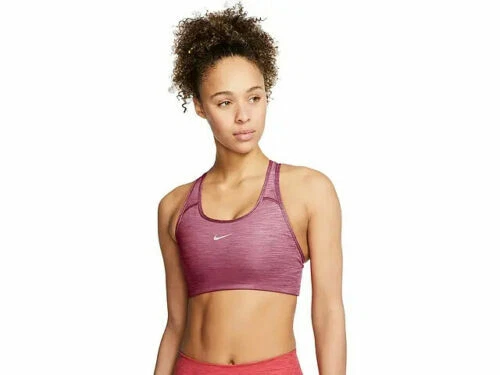 Nike Swoosh Sports Bra BV3636 638 Dark Beetroot/Pure White Women's Size XS  NEW