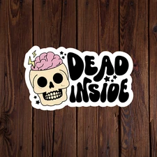 Mental health awareness sticker vinyl decal dead inside skull brain anxiety