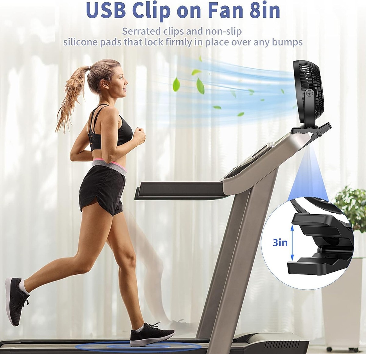 Ventilateur USB ATEngeus - Portable 5000mAh - 3 Vitesses - Pivot 360° - Pince Et Support