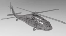 Black Hawk Helicopter Sikorsky UH-60 HO or N Scale Black Color