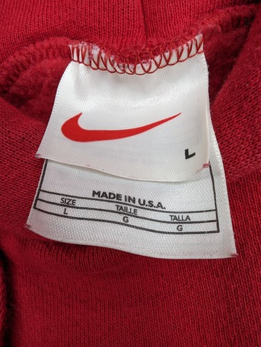 Vintage 90’s Nike Hoodie Pullover Red Made in USA Swoosh White Tag Large READ - Picture 2 of 12
