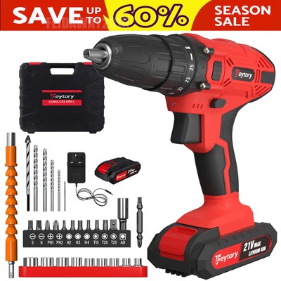 21V Cordless Drill Set Power Drill Driver Impact Drill with Battery Fast Charger