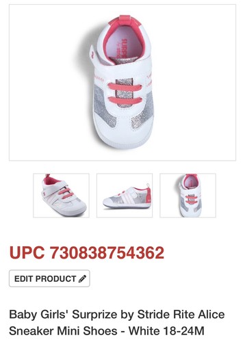 Surprize by Stride Rite Baby Girls' Alice Sneaker Mini Shoes - White 18-24M NEW! - Picture 10 of 14