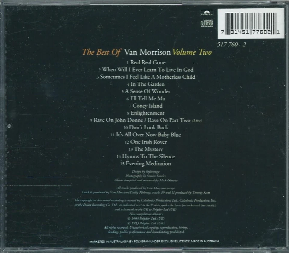 VAN MORISON "THE BEST OF VOL.2" 1993 CD ALBUM LIKE NEW - Image 2 of 2