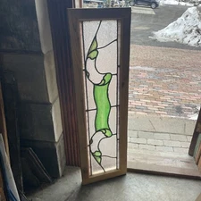 SG4893 antique Stained Glass Transom Window 14.25 x 47.5