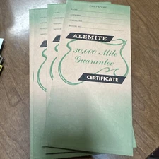4- Alemite 30,000 Mile Guarantee Car Papers Envelopes With Service Interval 