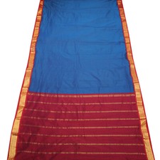 Vintage Art Silk Sarees Woven Zari Border Dual Tone Indian Sari Craft Fabric
