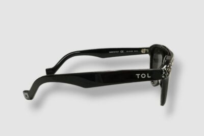 $400 TOL Women\'s Black Stone-Embellished Acetate Shield Sunglasses 65-12-145 Square Frame Trendy Sunglasses main image 3