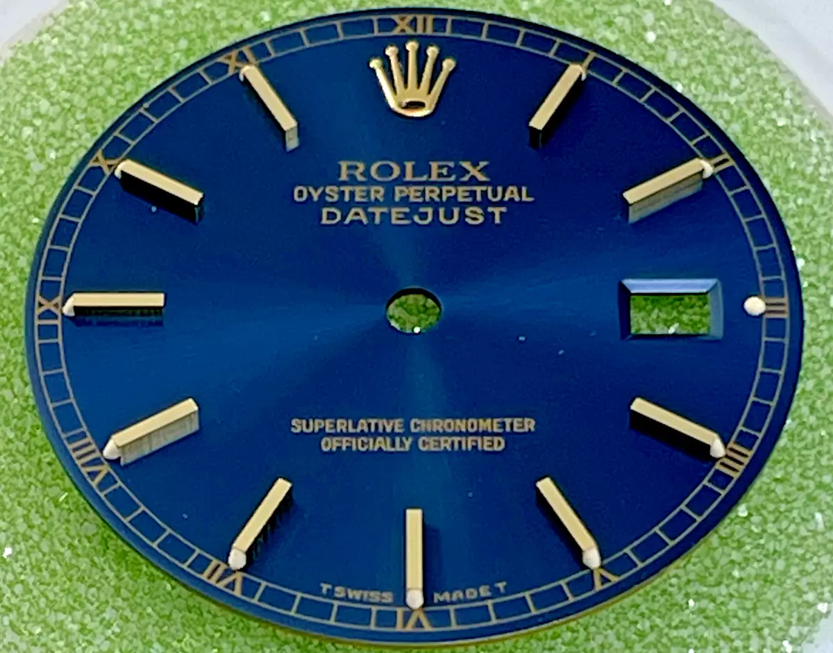 Original Rolex Datejust 18k blue dial with gold stick markers 36mm