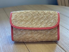 Woven Straw / Wicker Clutch Purse fabric lined, missing wrist strap