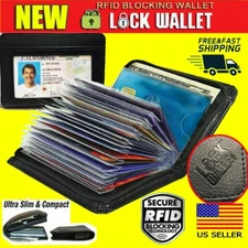 Lock Slim Wallet Secure Men Women RFID Blocking Money Credit Card Holder Wallets