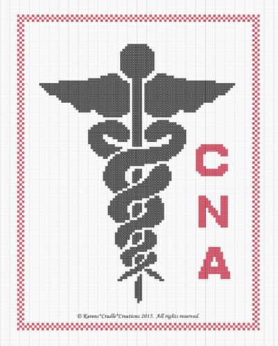 MEDICAL CADUCEUS SYMBOL CNA  Counted Cross Stitch Pattern Chart *EASY* - Photo 1/1