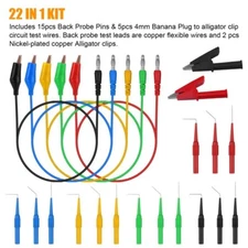 22Pcs Automotive Back Probe Kit Multimeter Test Leads Alligator Clips Wire Tool