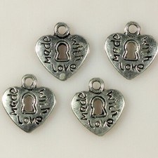 50pcs/lot Antique Silver Charms Heart Shape Pendants for DIY Jewelry Making