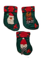 SET OF 3, 10" Snowman, Reindeer and Santa, Cute Winter Design Christmas Stocking
