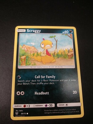 Scraggy Pokémon Card - Common #50/73 From Sun & Moon: Shining Legends Expansion - View #6