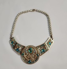 Disney Store London Princess Jasmine Girl Necklace Gold Blue Stones Toy Jewelry