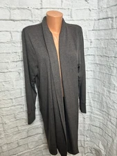 Soft & Cozy Company Grey Plush long Cardigan  1X -  pockets and thumb holes