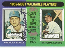 Autographed Bobby Shantz/Hank Sauer Topps card JSA authenticated