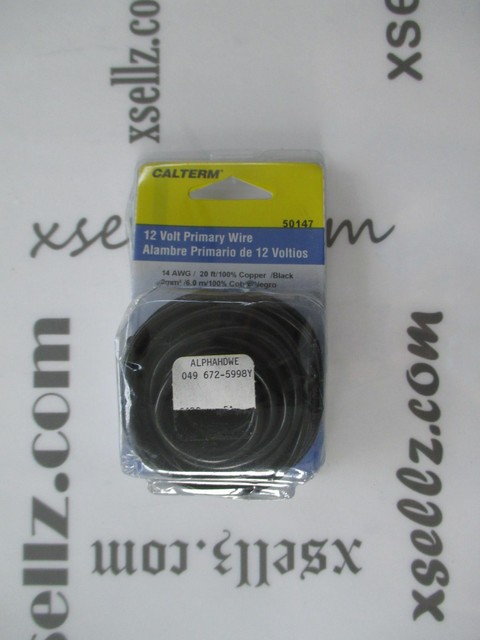 Calterm 50147 Electrical Primary Wire, 20 ft., 14 AWG, Black | eBay