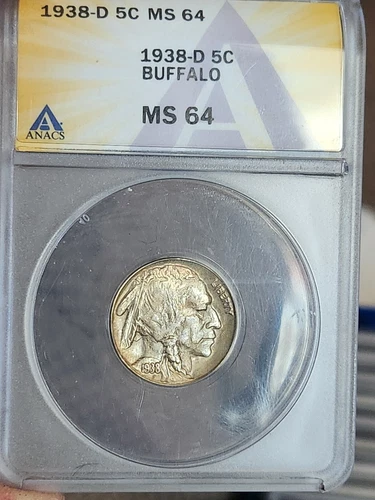 1938-D Buffalo Nickel ANACS MS-64 Toned