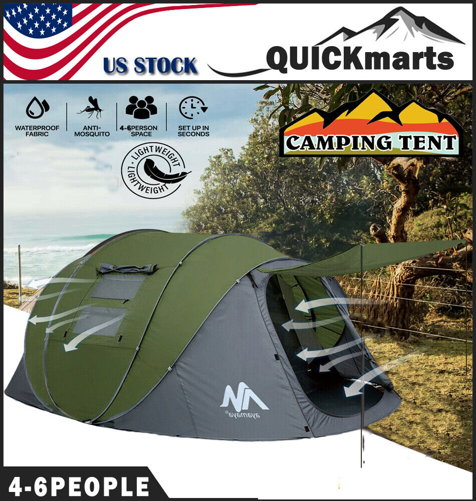 Waterproof Automatic PopUp Tent 4-6 Person Outdoor Instant Camping Hiking Canopy