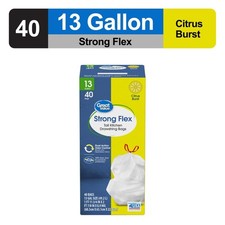 Strong Flex 13-Gallon Drawstring Tall Kitchen Trash Bags, 40 Count