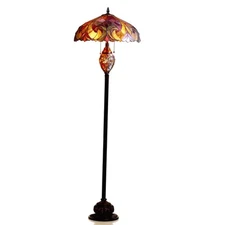 Chloe Lighting Liaison Tiffany-Style Victorian Double Lit Floor Lamp 18 Shade