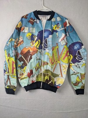 Ty Breakers Football Print Jacket Medium M Unisex Nylon Vintage