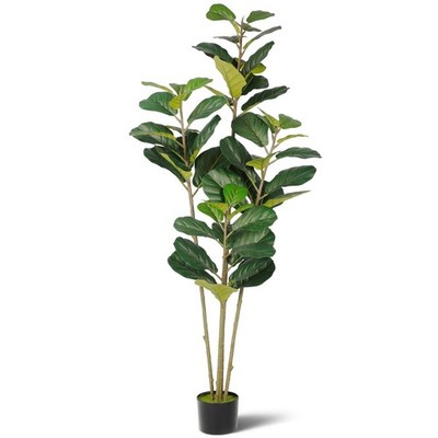 6FT Artificial Fiddle Leaf Fig Tree for Indoor Home Office Decor-Realistic Fa...