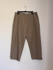 Eileen Fisher Womens L Taupe Stretch Pull On Ankle Pants Side Zip Slit Hem