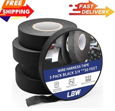 5 Rolls 3/4 Inch X 50 FT Wire Harness Cloth Electrical Tape, Wire Loom Tape Wiri