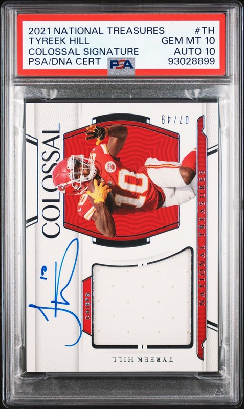2021 National Treasures #TH Tyreek Hill Colossal Signatures PSA/Auto10 /49 POP 1